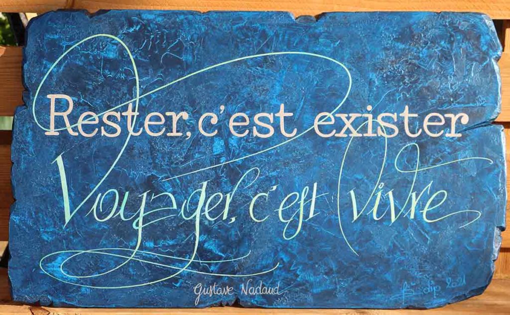 Voyager, c'est vivre. Tableau de Fabienne Favre, artiste-peintre.