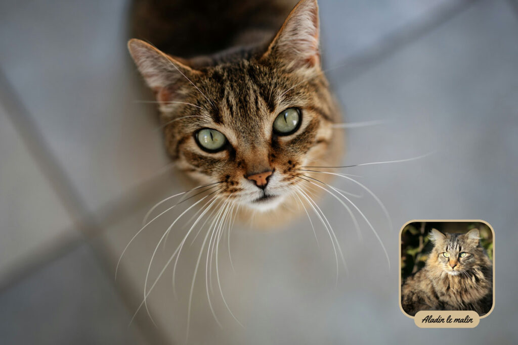 Chat qui regarde vers le haut