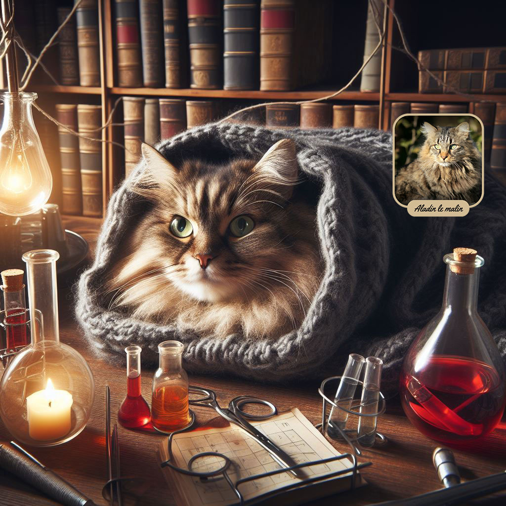 Un chat dans un laboratoire scientifique