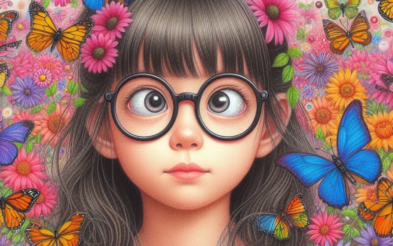 Photo générée par Ia d'une petite fille atteinte de strabisme