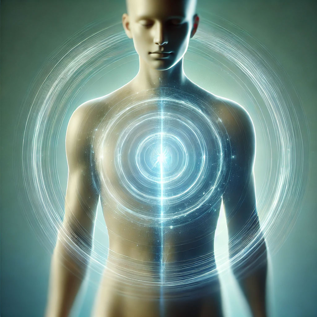 Magnétisme-A-human-figure-surrounded-by-a-subtle,-glowing-electromagnetic-aura,-with-minimal-light-lines-gently-emanating-from-the-body
